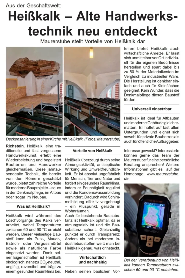 Heißkalk - Alte Handwerkstechnik neu entdeckt